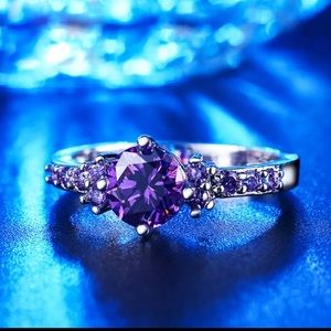 NEW! Silver with Purple CZ Ring